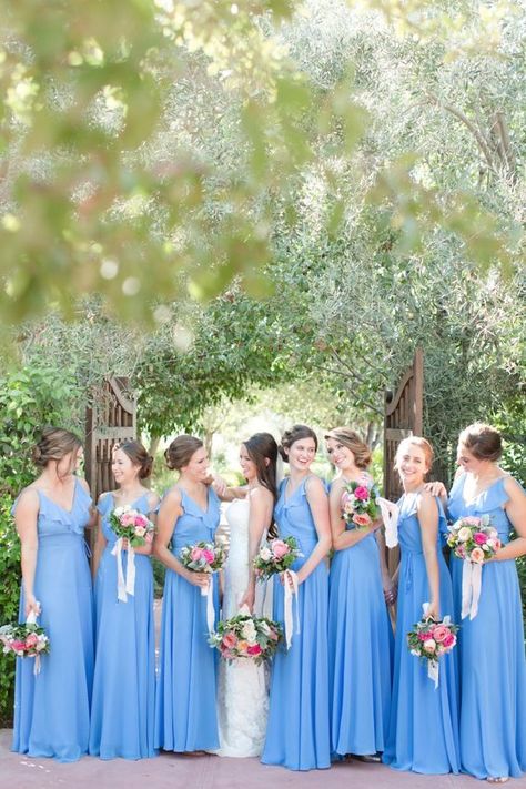 Shop ColsBM bridesmaid dresses by colors at Colorsbridesmaid.com, bridesmaid dresses in 150+ colors of champagne, burgundy, gold, purple, black etc. large color swatches for your choice. March Wedding Colors, Cornflower Blue Bridesmaid Dresses, French Blue Wedding, Wedding Maids, March Wedding, Blue Wedding Bouquet, Bridesmaid Ideas, Blush Bridesmaids, Wedding Tablecloths