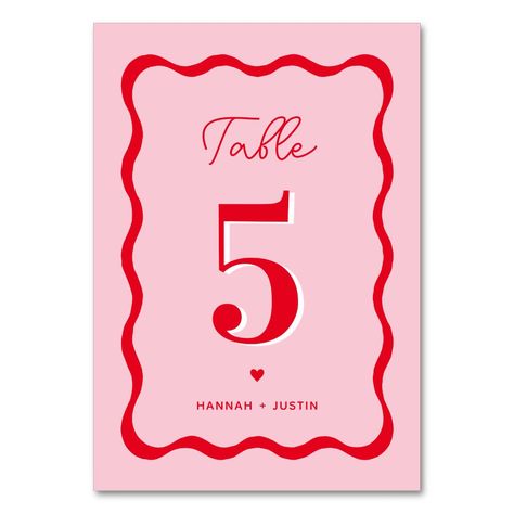 Retro Table, Wedding Table Number, Table Number, Wedding Table Numbers, Pink And Red, Table Numbers, Future Wedding, Wedding Table, Wedding Stationery