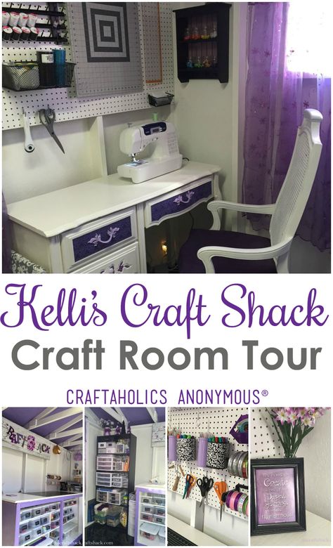 Crafting She Shed, Craft Shed Ideas, Craft She Shed, She Shed Craft Room, She Shed Decorating Ideas, Craft Shack, Craft Shed, Shed Interior, Sewing Spaces