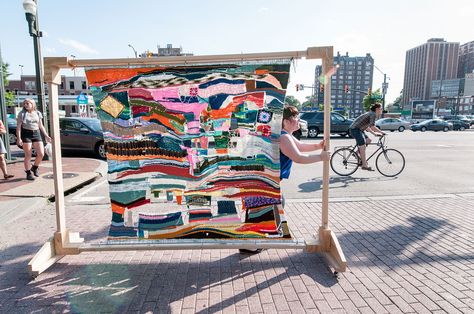 'WOVEN Community' by Andrea Vail. Check out http://bit.ly/1PPSKTc to learn more! #Fiberartnow #FiberFriends People Working Together, Fiber Art Projects, Textile Museum, Textiles Projects, Textiles Techniques, Textile Fiber Art, Weaving Projects, Art Event, Weaving Art