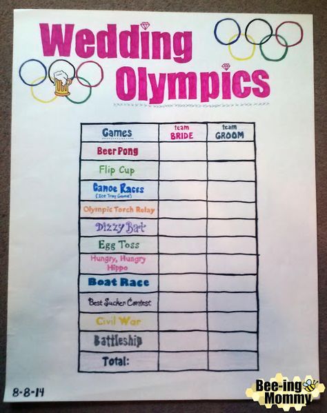 Bachelorette Backyard Party, Beer Olympics Poster Board, Wedding Party Olympics, Beer Olympics Bachelor Party, Beer Olympics Wedding Party, Wedding Olympics Ideas, Beer Olympic Bachelorette Party, Bridal Olympics Games, Bach Olympics Games