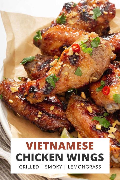 Chicken Wings Grilled, Vietnamese Chicken Wings, Chinese Salads, Wings Grilled, Lemon Grass Chicken, Malaysia Recipes, Takeout Recipes, Best Chicken Wing Recipe, Vietnamese Chicken