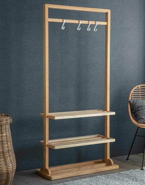 Boscombe Clothes Rail Hallway Storage, Clothes Rail, Clothing Rack, Large Furniture, Storage Shelves, تصميم داخلي, Ladder Decor, Wood Projects, Contemporary Design