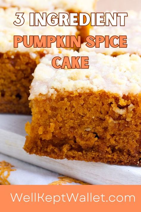 Easy Pumpkin Spice Cake, Spice Cake Mix Recipes, 3 Ingredient Pumpkin, Cinnamon Scones Recipe, Pumpkin Spice Cake Recipe, Spice Cake Recipe, Spice Cake Mix And Pumpkin, Boxed Cake Mixes Recipes, Dump Cake Pumpkin