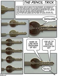 How To Lock Pick, How To Pick A Lock, How To Pick Locks, Picking Locks, Pencil Trick, Diy Lock, Lock Picking Tools, Lock Picking, Lock Pick