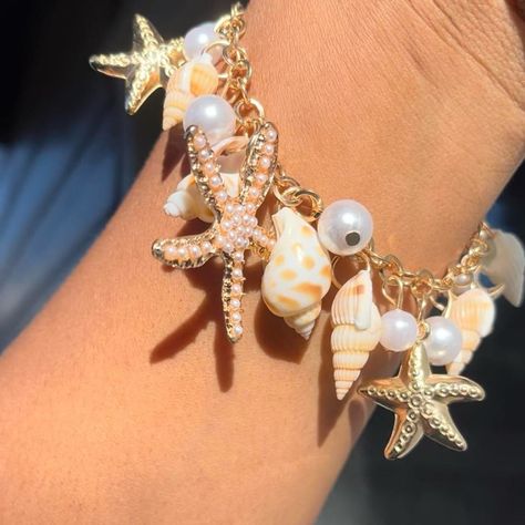 Mermaidcore, Femme Style | Nautical Statement, Bohemian | Coastal Girl | Earthy #Beach #Gold #Junkcharmbracelet #Pearls #Ocean Ocean Accessories, Coastal Girl, Shell Rings, Seashell Bracelet, Water Fairy, Bohemian Coastal, Spider Earrings, Betsey Johnson Earrings, Purple Gems