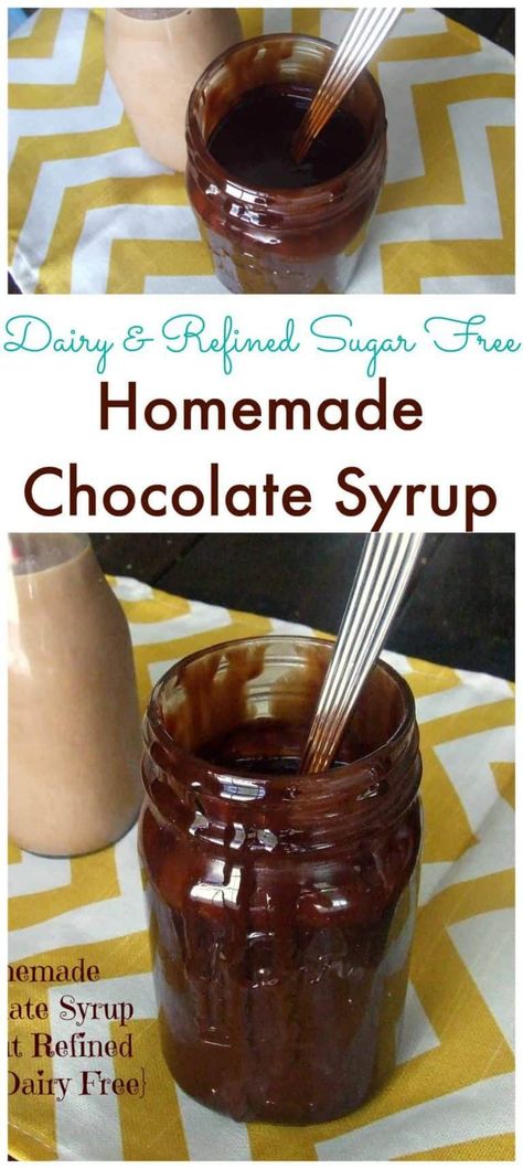 Homemade Healthy Chocolate, Chocolate Syrup Recipes, Sugar Free Chocolate Syrup, Homemade Chocolate Syrup, Sugar Free Syrup, Paleo Chocolate, Homemade Butter, Dairy Free Chocolate, Syrup Recipe