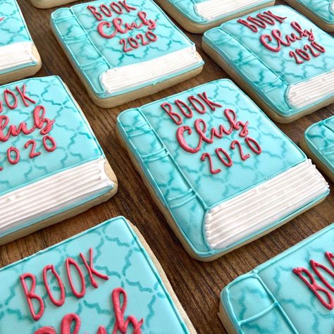 Book Club! ❤️ . . . #bookclubcookies #bookclub #royalicingcookies #royalicing #customcookies #customsugarcookies #sugarcookies… | Instagram Book Royal Icing Cookies, Book Club Cookies Decorated, Book Sugar Cookies Decorated, Book Sugar Cookies, Book Club Cookies, Book Cookies Decorated, Book Cookies, Book Club Menu, Dinner Club