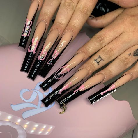 Zodiac Sign Nails, Xxl Acrylic Nails, Acrylic Set, Long Acrylic, Zodiac Signs Gemini, Long Square Acrylic Nails, Bling Acrylic Nails, Square Acrylic Nails, Birthday Nails