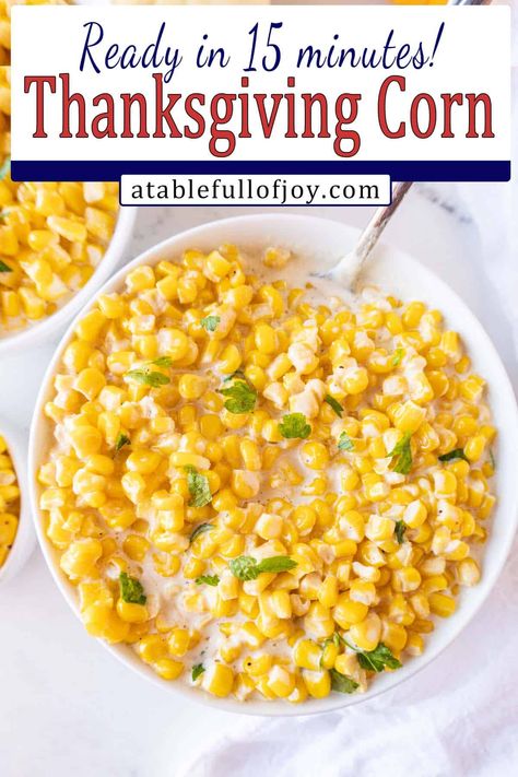 This Thanksgiving Corn Recipe is so easy and super delicious! With both stove top and slow cooker options, this is a great side dish for the holidays! Corn Recipes Thanksgiving, Corn On The Cob Recipes, Thanksgiving Corn Recipes, Cob Recipes, Thanksgiving Corn, Corn Thanksgiving, Corn Recipes Side Dishes, Sweet Potato Rolls, Corn Side Dish