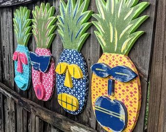 TheSavvyShopper1 - Etsy Tiki Masks, Tiki Bar Signs, Pineapple Lovers, Tropical Wall Decor, Pineapple Gifts, Tiki Decor, Tiki Bar Decor, Fiesta Tropical, Tiki Art