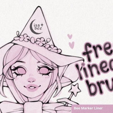 isabee on Instagram: "I created a brush similar to a marker pen (my favorite type) and you guys can have it for free! 💖  ‼️ The brush is in my kofi shop - link in bio.  Or just comment LINK and I will send you the link ✨  Info: The brush is for Procreate. You can also leave a little tip if you want! Also consider following me on my kofi and here too ☺️💖  #kofi #kofishop #brush #freebrush #freebie #witchart #cuteart #procreatebrush"