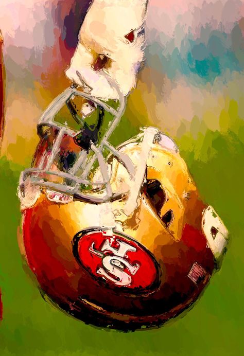 San Francisco 49ers Art, 49ers Nation, Nfl 49ers, 49ers Football, Sf 49ers, Paint Nite, Football Art, Creative Painting, Christmas Drawing