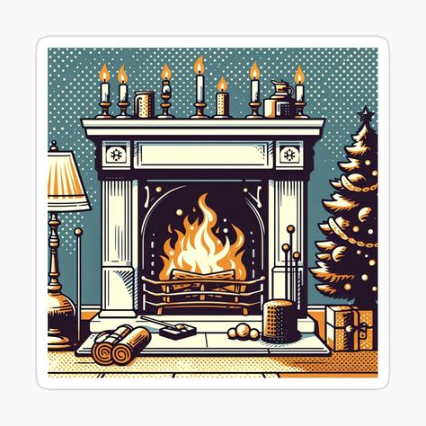 Get my art printed on awesome products. Support me at Redbubble #RBandME: https://www.redbubble.com/i/sticker/Fireplace-Pop-Art-Style-by-artofuniverse/163652725.EJUG5?asc=u Fireplace Drawing, Fireplace Art, Powerful Art, Cozy Fireplace, Fireplace Decor, Art Style, Book Art, Pop Art, Fireplace