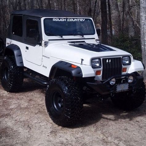 1995 Jeep Wrangler Yj 7" lift on 35x13.50 toyo open country mt's by @hunter_marshall24 #jeepbeef #Padgram Jeep Wrangler Yj Ideas, Yj Jeep Ideas, Yj Jeep Wrangler, 1995 Jeep Wrangler, Jeep Quotes, Yj Wrangler, White Jeep, Jeep Mods, Jeep Ideas