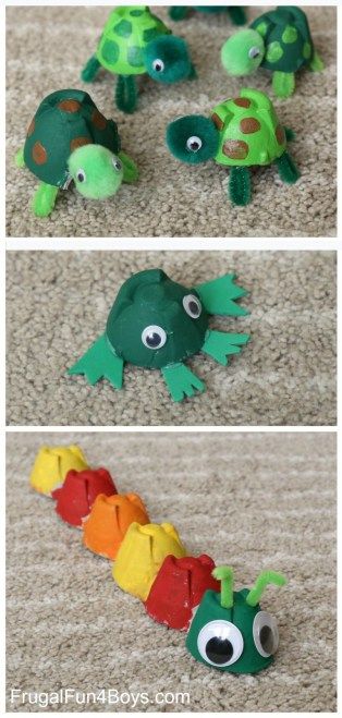 egg carton frog - recycled kid crafts - acraftylife.com #preschool #craftsforkids #crafts #kidscraft Recycled Art Projects For Kids, Egg Box Craft, Plate Crafts For Kids, Turtle Craft, Recycling For Kids, Recycled Crafts Kids, Turtle Crafts, Paper Plate Crafts For Kids, Recycled Art Projects