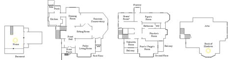 Halliwell Manor Floor Plan by Notsalony.deviantart.com on @DeviantArt Halliwell Manor Floor Plan, Charmed House Floor Plan, Charmed Manor, The Grand Grimoire, Charmed House, Halliwell Manor, Tv Houses, Manor Floor Plan, Small Sewing Rooms