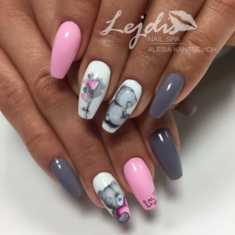 Gel Nails French, Bears Nails, Special Nails, Cute Valentines Day, Lashes Mascara, Cute Valentines, Eyeshadow Eyeliner, Super Nails, Nails Polish