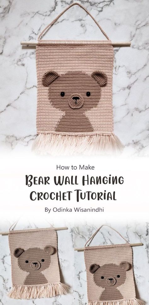 Wall Hanging Crochet, Crochet Wall Hanging, Hanging Crochet, Crochet Wall Hangings, Fun Crochet Projects, Crochet Bear, Free Baby Stuff, Crochet For Kids, Wall Patterns