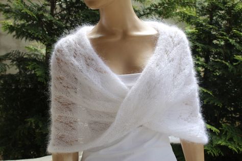 Shawl For Wedding, Infinity Wrap Dresses, Winter Wedding Shawl, Shawl White, Bridal Shrug, Dresses For Weddings, White Shawl, Wedding Shrug, Shrugs And Boleros