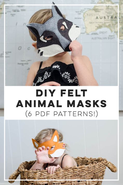 These masks are adorable and make such great diy gifts for kids! Felt Animal Masks Diy, Fox Mask Diy, Animal Masks Diy, Diy Felt Animals, Printable Animal Masks, Felt Animal Masks, Animal Masks For Kids, Felt Decor, Animal Face Mask