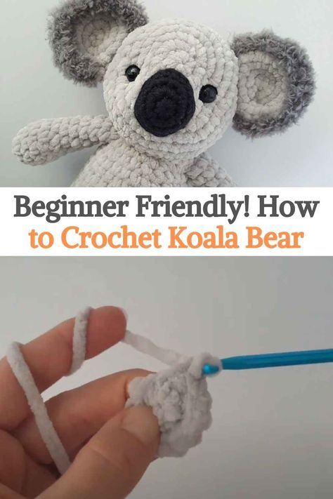 Today we will learn how to make this cute amigurumi koala, it is quite simple to do and with the video tutorial we can go step by step doing the project with the creator, which greatly reduces the possibility of making mistakes. The creator also has other amigurumi bear tutorials in case you want to venture first with another type of bear, the body is mostly the same as this one, what changes is the head. It is so simple to make that we could say that it is a project for beginners... Easy Crochet Bear For Beginners, Crochet Amigurumi Free Patterns Koala, Amigurumi Free Pattern Koala, Crochet Kola, Koala Bear Crochet Pattern Free, Koala Amigurumi Free Pattern, Crochet Koala Free Pattern, Koala Crochet Pattern Free, Koala Bear Crochet