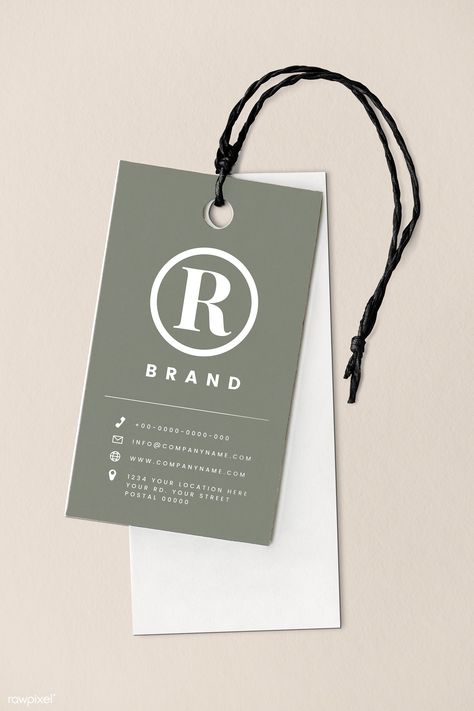 R brand name card label mockup | premium image by rawpixel.com / Ake Hangtag Design Clothing, Price Tag Design, Education Brochures, Logo Online Shop, Tag Mockup, Name Tag Design, Hang Tags Clothing, Label Mockup, Hang Tag Design