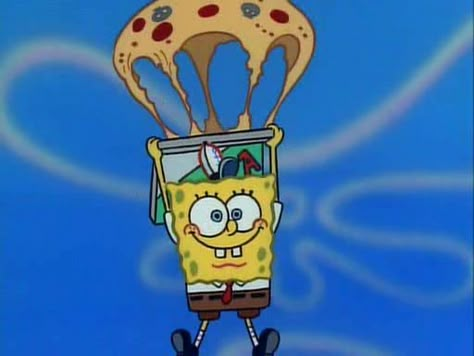 SpongeBob uses the pizza as a parachute Spongebob Krusty Krab Pizza, Spongebob Pizza Delivery, Spongebob Pizza, Krusty Krab Pizza, Spongebob Funny Pictures, Spongebob Stuff, Spongebob Cartoon, Spongebob Pics, Spongebob Drawings