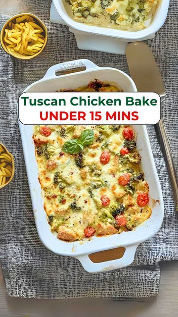 Mediterraneandiet For Heart on Instagram: "🫒🥘 Tuscan Chicken Broccoli Bake.

🙏 Thank you: @hungryhappens

💁‍♀️ With this Tuscan Chicken Broccoli Bake:
✅️ Spending only 5 MINUTES to prepare
✅️ The calorie of this dish is only 380 calories

👉 Ingredients
2 eggs, lightly beaten
1 heaping cup cottage cheese
1/3 cup pesto
2 tbs olive oil (divided)
4 small crowns broccoli, cut into small florets
1½ lbs chicken breasts, cubed
salt to taste
1 pint cherry tomatoes
8 oz shredded mozzarella
5 oz mini fresh mozzarella balls (optional)
2 tbs grated parmesan cheese
garnish: chili pepper flakes + fresh basil

Instructions
Preheat your oven to 375℉.
Part 1:
In a large bowl, whisk together your lightly beaten eggs, cottage cheese and pesto. Set aside.
Part 2:
In a large deep skillet, heat 1 tbs olive Tuscan Chicken Broccoli Bake, Cottage Cheese Broccoli Bake, Eggs Cottage Cheese, Chicken Broccoli Bake, Full Meals, Mozzarella Balls, Broccoli Bake, Tuscan Chicken, Chicken Broccoli