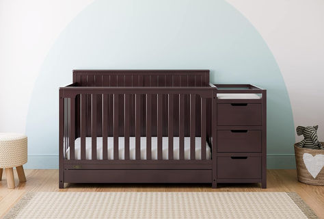 Graco Hadley 5-in-1 Convertible Crib and Changer with Drawer (Espresso) – GREENGUARD Gold Certified, Crib and Changing Table Combo with Drawer, Includes Baby Changing Pad, Converts to Full-Size Bed Crib And Changing Table Combo, Baby Crib Mattress, Vanity Bedroom, Fire Pit Furniture, Bathtub Walls, Baby Changing Pad, Appliances Storage, Crib Toys, Convertible Crib