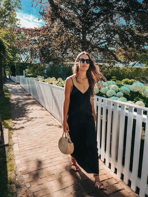 Summer Black Dress Outfit, Black Slip Dress Outfit, Jenni Kayne Dress, Slip Dress Casual, Natalie Borton, Slip Dress Outfit, Summer Slip Dress, New York Summer, Summer Black Dress