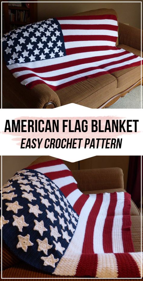 Easy Crochet Blanket Pattern, American Flag Blanket, Baby Blanket Crochet Pattern Easy, Crochet Blanket Pattern Easy, Easy Crochet Baby Blanket, Easy Crochet Blanket, Crochet Blanket Afghan, Easy Crochet Baby, Crochet Blanket Pattern