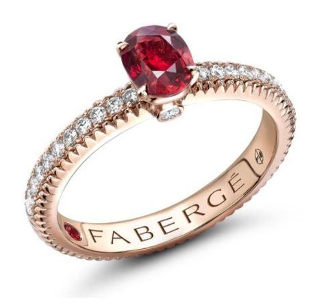 Faberge Colours of Love 18ct Rose Gold Ruby Diamond Fluted Ring﻿, 831RG2513 The collection exemplifies life in colour, seamlessly fusing extraordinary coloured gemstones, artistic ingenuity and exceptional craftsmanship. Faberge vibrant gemstones are chosen for their exquisite colour, cut, clarity and character. This collection celebrates special lifetime events, milestones and memorable moments. The Faberge Colours of Love 18ct Rose Gold Ruby Diamond Fluted Ring features a central 6x4mm oval cu Van Cleef & Arpels, Ring With Diamond, Love Rose, Ruby Diamond, Ruby Gemstone, Color Of Life, White Diamonds, Leather Jewelry, Diamond Gemstone