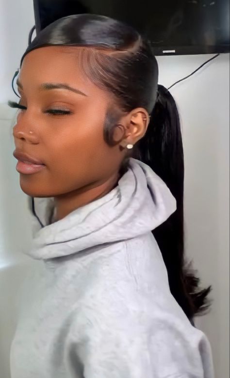 Side Party Hairstyle, Natural Hair Updo For Black Women, Low Ponytail Hairstyles For Black Women, Low Pony Hairstyles, Sleek Braided Ponytail, Pony Hairstyles, Sleek Ponytail Hairstyles, Black Ponytail Hairstyles, Protective Hairstyles Braids