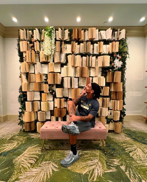 Rafael proudly admiring his masterpiece – the majestic book wall photo op for this year's Get Your Teach On event! 📚✨

#bookwall #books #book #bookworm #photoop #custombuild #customdecor #eventdecor #photoopportunity #photowall #customwall #bookphotoop #indoordecor #indoorevent #getyourteachon #gyto2024 #hardwork #finalproduct #florida #orlando Book Wall Backdrop, Book Backdrop, Book Themed Party, Florida Orlando, Garland Backdrops, Bride Dress Simple, Wedding Backdrops, Indoor Event, Body Hygiene