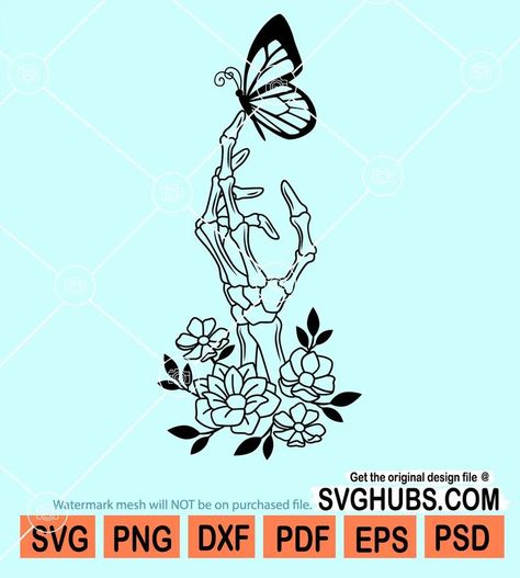 Floral skeleton hand with butterfly svg, Floral skeleton hand svg, Hand with butterfly Svg, Bones finger Svg, Skeleton hand Svg, Halloween svg, Flower Tattoo Svg, Skull Svg, Skeleton Holding butterfly svg Skeleton Hand With Butterfly, Hand With Butterfly, Holding Butterfly, Hand Holding Tattoo, Skeleton Hands Drawing, Pinky Promise Tattoo, Rose And Butterfly Tattoo, Tattoo Svg, Promise Tattoo