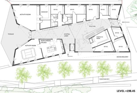 First Floor Plan Community Centre Floor Plan, Gallery Plan Architecture, Community Centre Plan, Community Centre Architecture, Gallery Plan, Commercial And Office Architecture, Kindergarten Design, Architecture Presentation Board, Community Centre