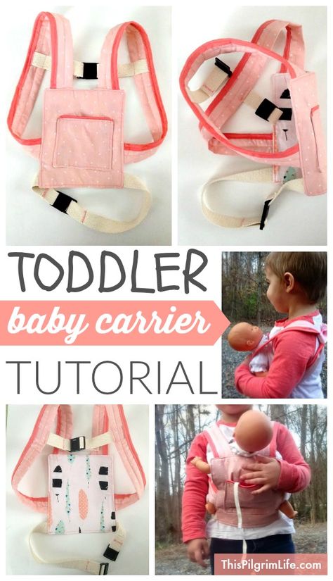 Follow these step-by-step instructions to make a baby carrier for a toddler. Just like mom's! Diy Doll Carrier, Baby Doll Carrier Pattern, Doll Carrier Pattern, Baby Carrier Pattern, Diy Baby Carrier, Baby Dolls For Toddlers, Baby Doll Carrier, Carrier Pattern, Baby Diy Projects