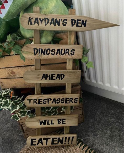 Dinosaur Sign, Boys Dinosaur Bedroom, Dinosaur Boys Room, Safari Bedroom, Wooden Dinosaur, Dino Room, Jungle Bedroom, Jungle Decorations, Animal Bedroom