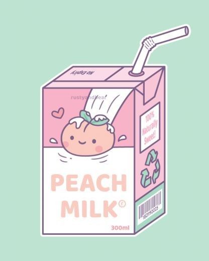 Peach Milk, Whats Wallpaper, Cute Peach, Peach Aesthetic, Images Kawaii, Stickers Kawaii, Cute Food Drawings, Cute Food Art, Cute Kawaii Drawings