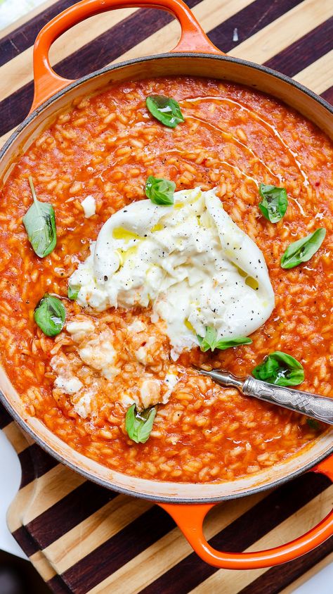 Nduja and Burrata Risotto — Made By Mandy Nduja Risotto, Burrata Risotto, Cozy Date Night, Intimate Dinner Party, Teriyaki Bowl, Arborio Rice, Intimate Dinner, Olive Oil Cake, Teriyaki Chicken