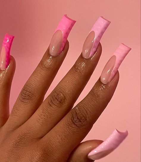 Nails With Pointy Pinky, Pink Is A Lifestyle, Sqaure Nails, Pink Universe, Fye Nails, Girlfriend Aesthetic, 4a Natural Hair, Acrylic Toes, French Tip Acrylic Nails