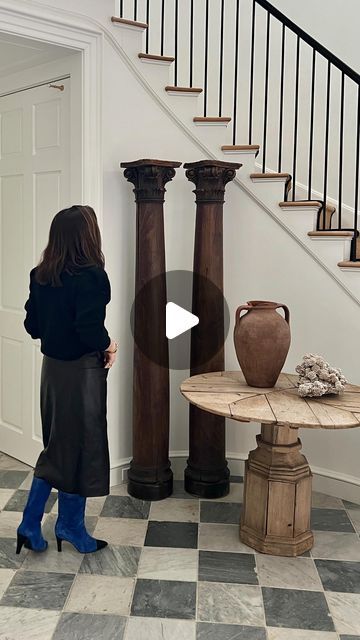 Lauren Buxbaum Gordon on Instagram: "The story behind the columns in my entry. Hint: they evoke an inspirational memory. #PelhamProject" Round Foyer Entryway, Center Hall Colonial Entryway, Colonial Entryway, Round Foyer, Center Hall Colonial, Grand Entry, Foyer Entryway, Traditional Colonial, The Story