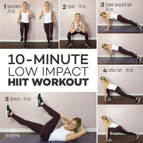 Burn more fat and build strength with these low impact HIIT exercises you can do anywhere. Get the full workout here: https://www.paleoplan.com/2018/12-03/low-impact-hiit-workout/ Low Impact Hiit Workout, Low Impact Hiit, Melissa Bender, Workout Morning, Hiit Training, 10 Minute Workout, Fitness Challenge, Stomach Fat, Low Impact Workout