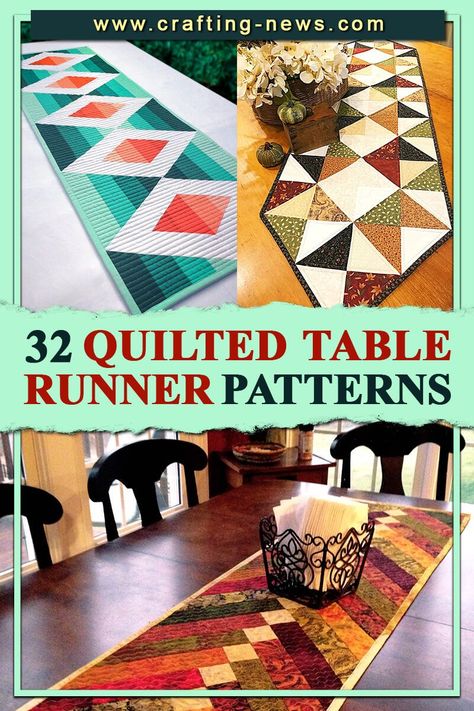 Quilt Table Runners Patterns, Hidden Wells Table Runner, Table Runner Pattern For Large Print Fabric, Boho Quilted Table Runner, Free Fall Quilted Table Runners, Pieced Table Runners, Diy Quilted Table Runner, Wide Table Runner, Stained Glass Table Runner Pattern Free