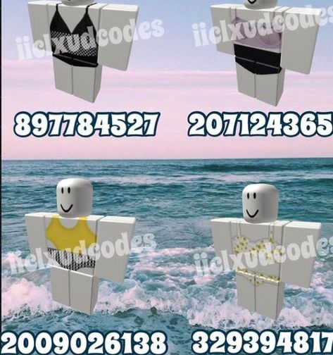 Summer Swimsuit Outfits, Roblox Sets, Aesthetic Swimsuit, Roblox Aesthetic, Code Clothes, Pool Outfits, Pool Party Outfits, Code Wallpaper, Bloxburg Decals Codes