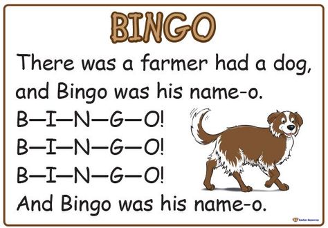 Bingo Song Bingo Song, Preschool Curriculum Themes, Curriculum Themes, Rhymes Lyrics, Nursery Rhymes Lyrics, Educational Websites For Kids, Map Nursery, C Is For Cat, Preschool Crafts Fall