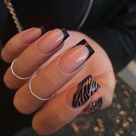 Black Acrylic Nails, Black French, Nail Forms, Nagel Inspo, Stick On Nails, Fire Nails, Chic Nails, Square Nails, Nail Accessories