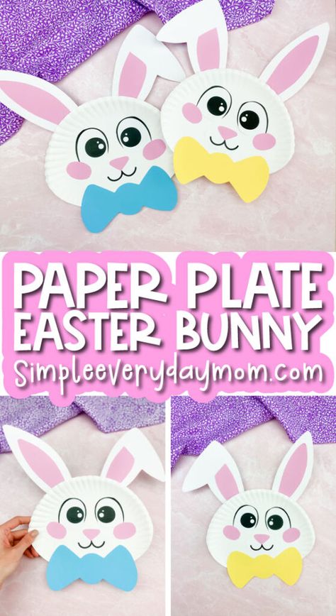 Bunny Crafts For Kindergarten, Easter Bunny Templates Free Printables, Paper Plate Easter Bunny, Easter Bunny Template, Easter Classroom, Easter Paper Crafts, Paper Plate Craft, Bunny Craft, Paper Bunny