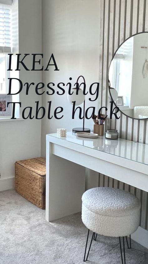 Ikea Dressing Table Hack, Dressing Table Diy, Dressing Table Inspo, Dressing Table Hacks, Ikea Vanity Table, Ikea Inspo, Salon Remodel, Ikea Dressing Table, Ikea Malm Dressing Table